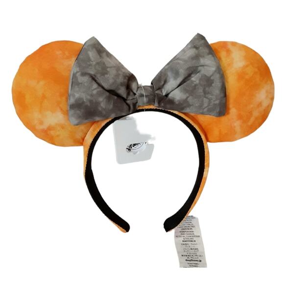 Disney Parks Halloween Pumpkin Orange Tie Dye Minnie Mouse Ear Headband Gray NWT - Picture 1 of 9